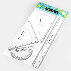 DV-12050 Набор геометрический 4 предмета (линейка 30 см+ транспортир+ 2 треугольника)