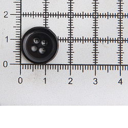 13294/4 24 (чер) Пуговица 24L (15мм) 4 прокола, пластик, черный глянцевый
