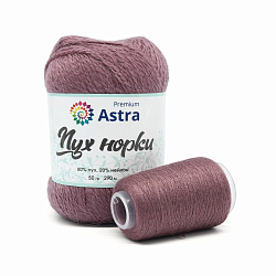 Пряжа Astra Premium 'Пух норки' (Mink yarn) 50гр 290м (+/- 5%) (80% пух, 20% нейлон) (+нить 20гр) (063 пыльный кедр)