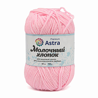 Пряжа Astra Premium 'Молочный хлопок' (Milk Cotton) 50гр 100м (+/-5%) (50%хлопок, 50%молочный акрил) (02 нежно-розовый)