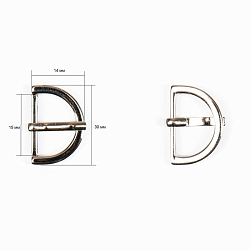 6865 Пряжка-полукольцо 15мм (30*14мм) металл, никель BIG
